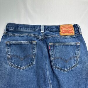Levis 501 Original Fit Mens Blue Distressed Straight Leg Jeans W36 L36 501-0115